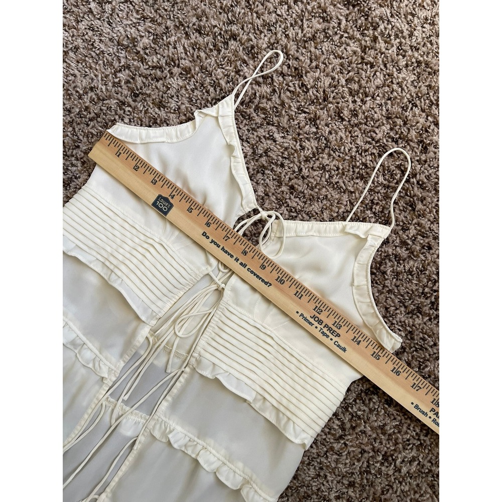 OAK + FORT Cream Ruffle Tiered Maxi Dress XXS Tie Front Coquette Cottagecore - Picture 10 of 14
